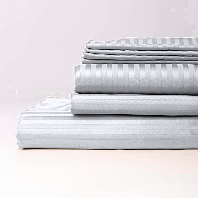 Постільна білизна з турецького страйп-сатину, king size, світло-сірий