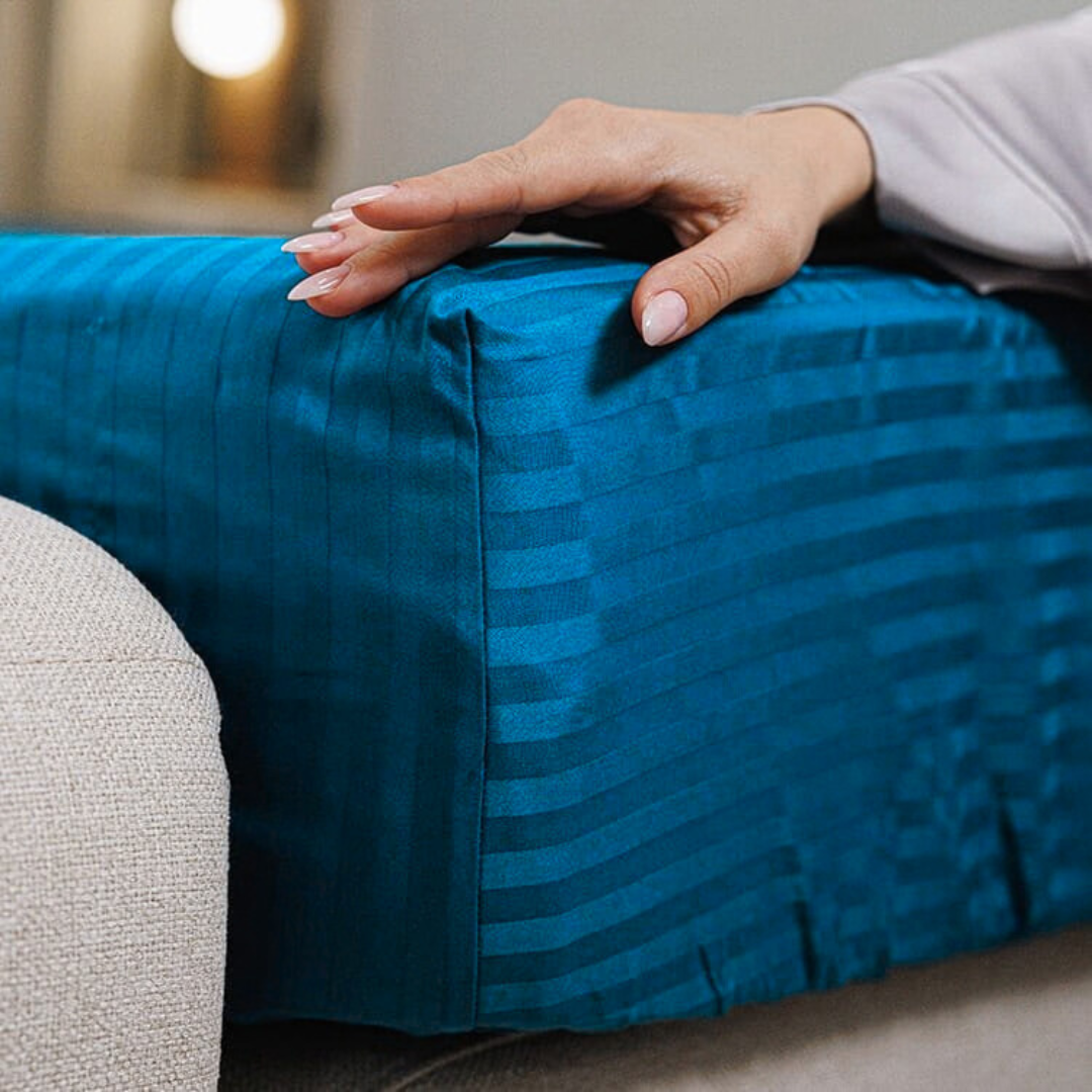 Постельное бельё из турецкого страйп-сатина, king size, сапфировый