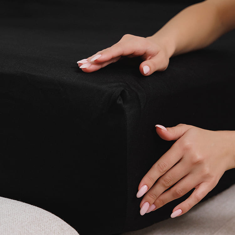 Постільна білизна з турецького однотонного сатину, king size, чорний