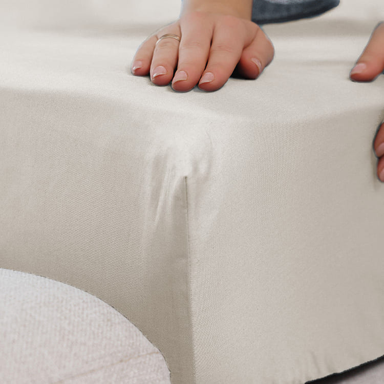 Постільна білизна з турецького однотонного сатину, king size, молочний