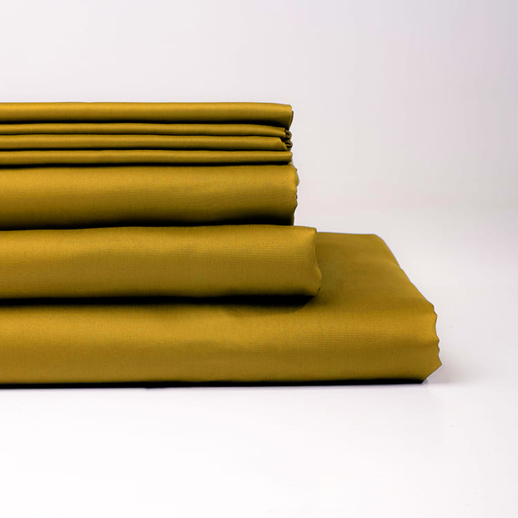 Постільна білизна з турецького однотонного сатину, king size, гірчичний