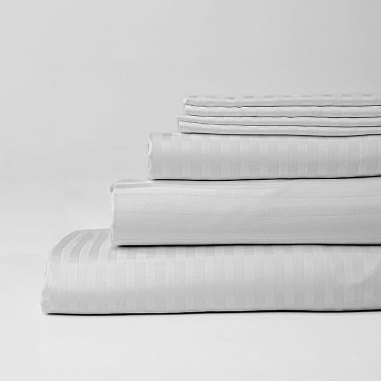 Постільна білизна з турецького страйп-сатину, king size, білосніжний
