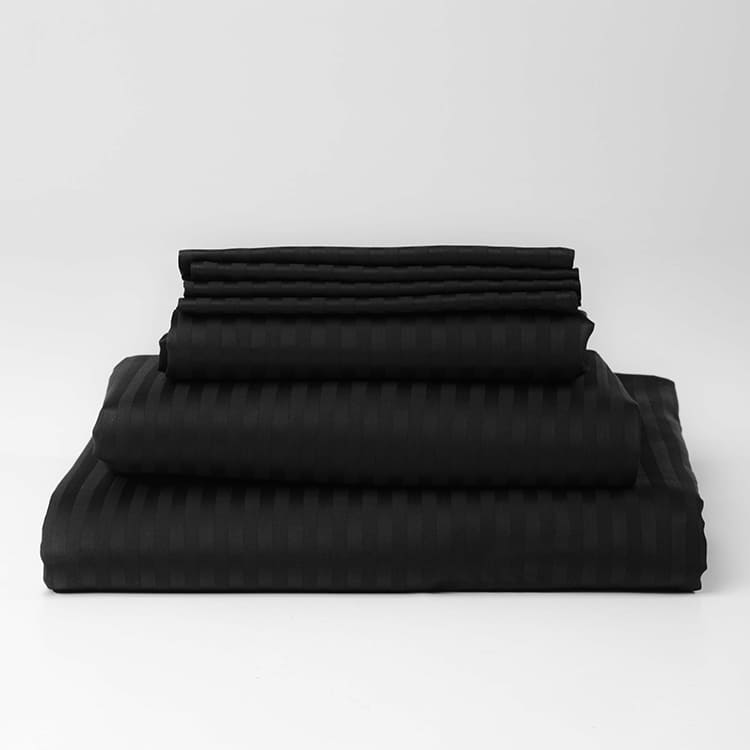 Постільна білизна з турецького страйп-сатину, king size, чорний