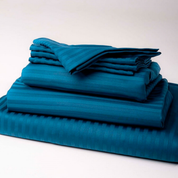 Постельное бельё из турецкого страйп-сатина, king size, сапфировый