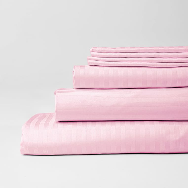 Постільна білизна з турецького страйп-сатину, king size, рожевий