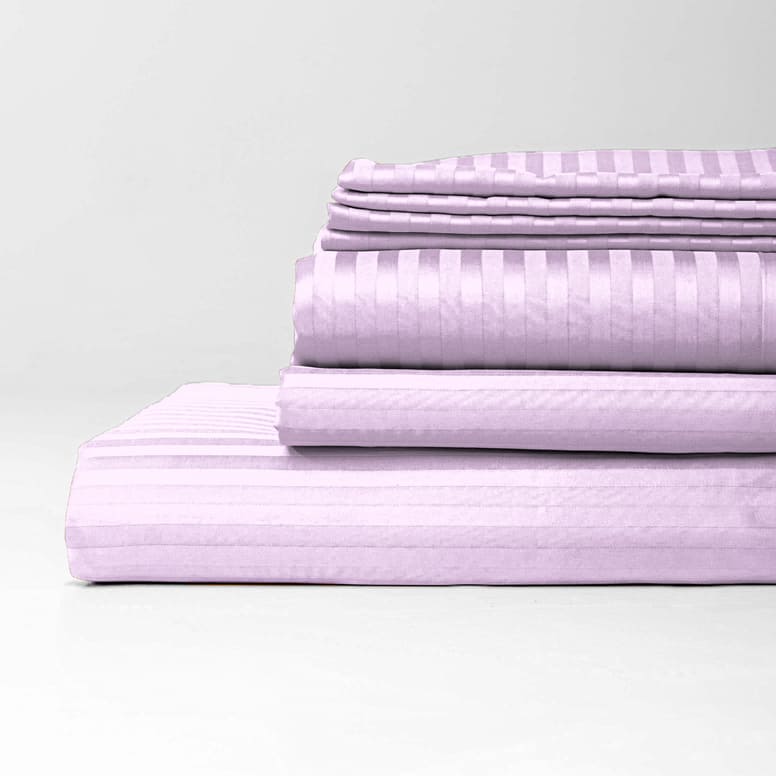 Постільна білизна з турецького страйп-сатину, king size, світло-ліловий