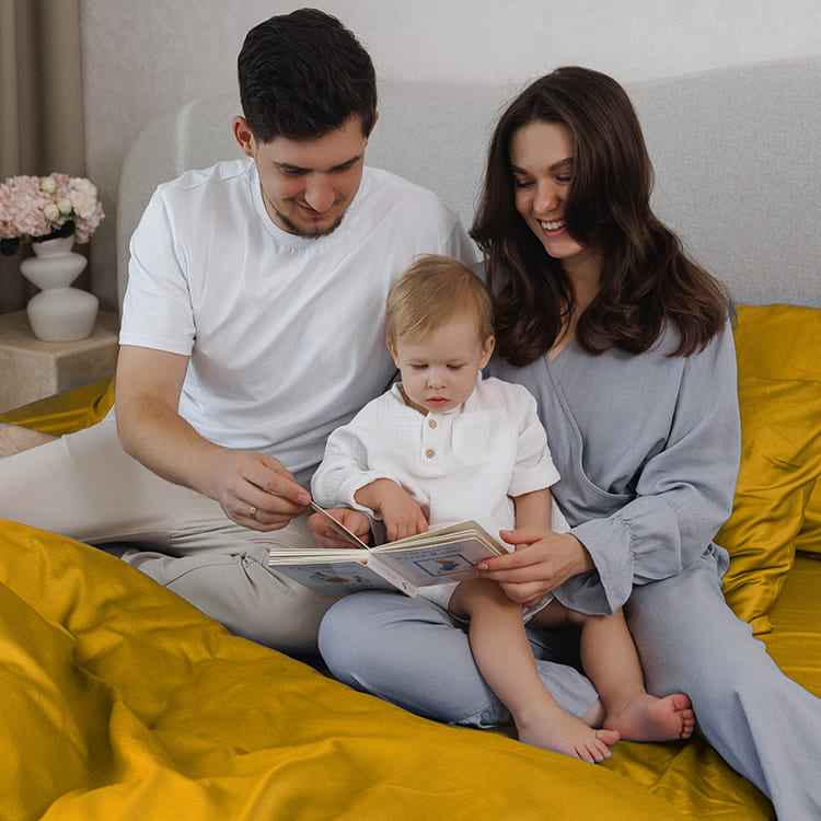 Постільна білизна з турецького однотонного сатину, king size, гірчичний