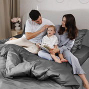 Постільна білизна з турецького однотонного сатину, king size, графітовий