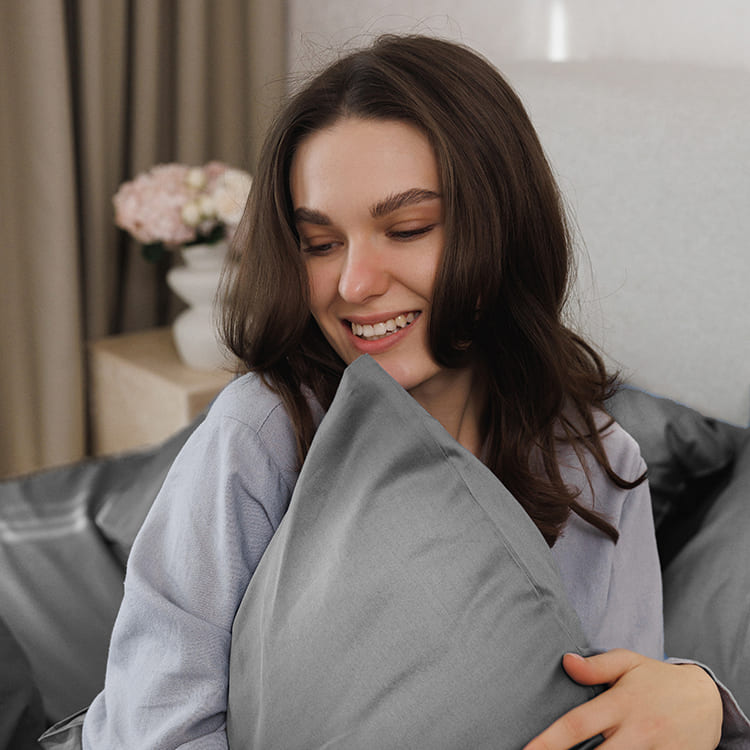 Постільна білизна з турецького однотонного сатину, king size, графітовий