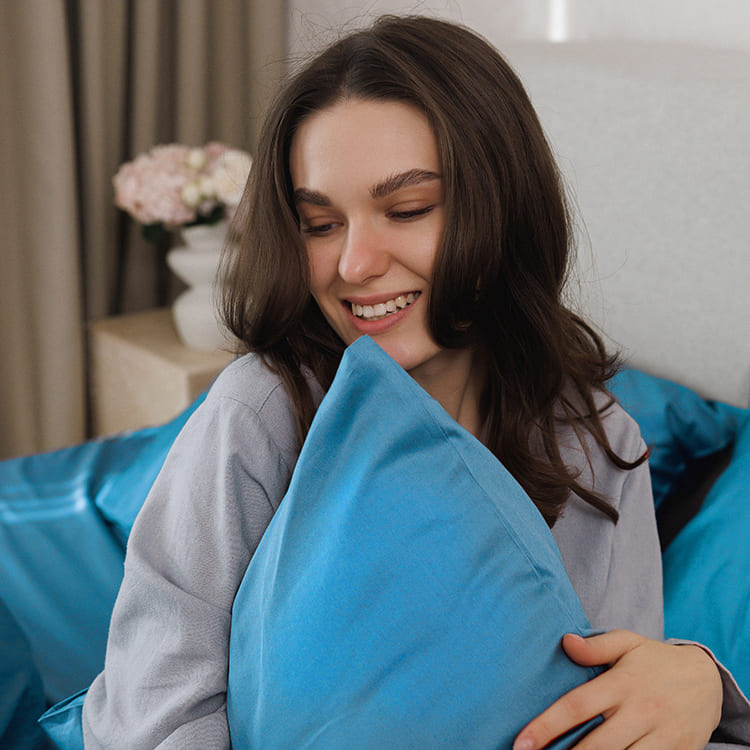Постільна білизна з турецького однотонного сатину, king size, сапфіровий